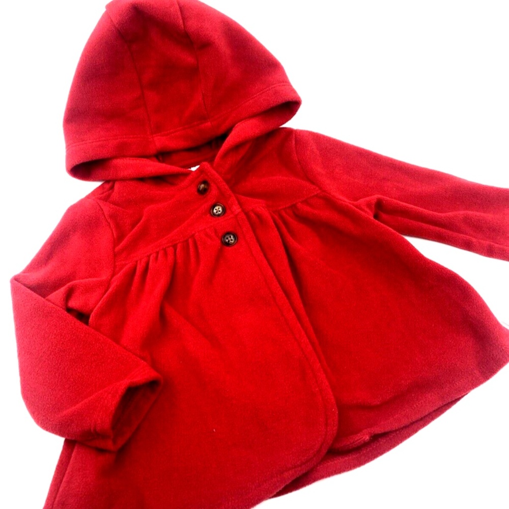 Carter's Baby Sweater Girls Size 6-9m Red Buttons Hooded Winter Soft Children